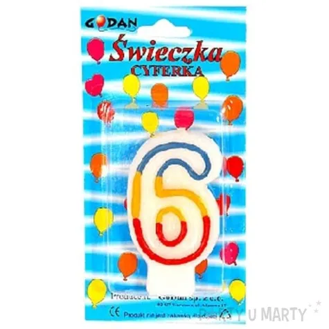 swieczka cyferka 6 7 cm