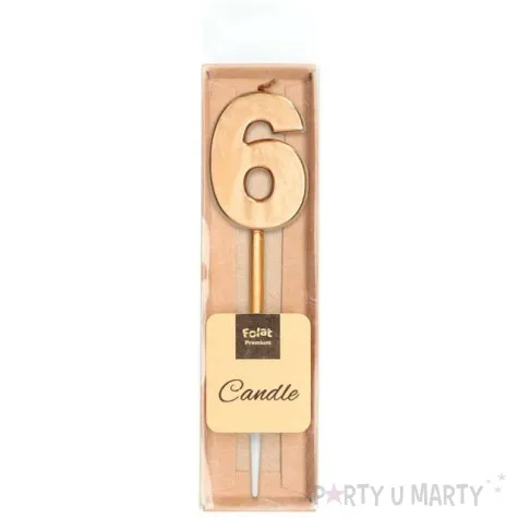 swieczka cyferka 6 zloto folat