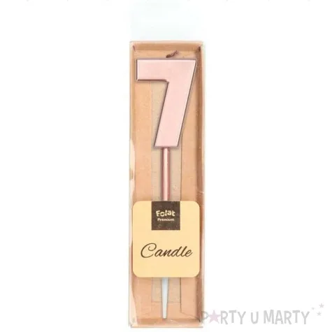 swieczka cyferka 7 rozowe zloto folat