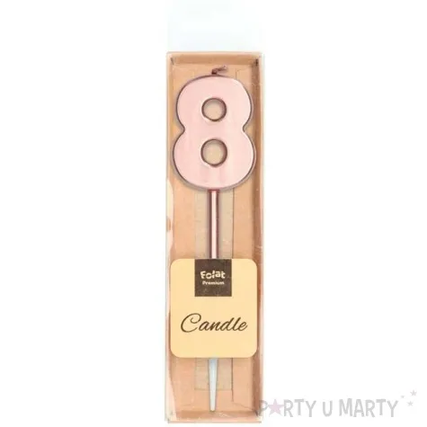 swieczka cyferka 8 rozowe zloto folat