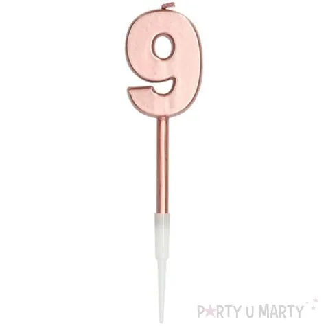 swieczka cyferka 9 rozowe zloto folat