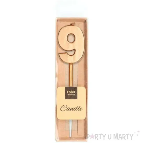swieczka cyferka 9 zloto folat