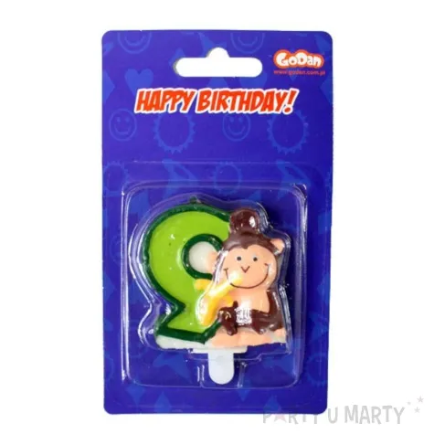 swieczka cyferka 9 zoo malpka