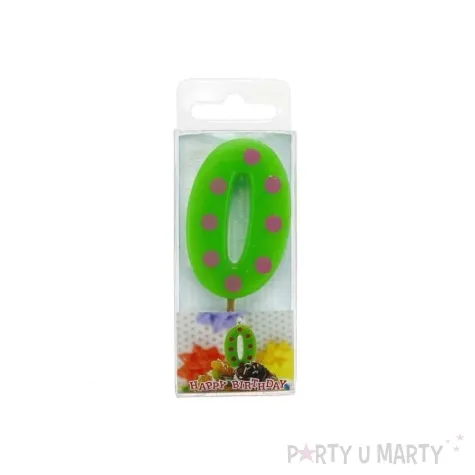 swieczka cyferka piker grochy 0 6 cm