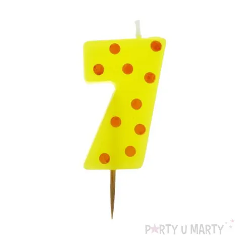 swieczka cyferka piker grochy 7 6 cm