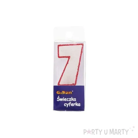 swieczka cyferka z brokatem czerwony kontur 7