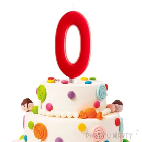 swieczka cyfra 0 giant dekora czerwona 15 cm