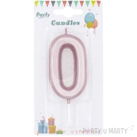 swieczka cyfra 0 partypal rozowe zloto 10 cm