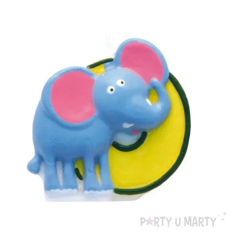 swieczka cyfra 0 slonik zolto niebieska amscan