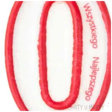 swieczka cyfra 0 wszystkiego najlepszego partypal czerwona 8 cm