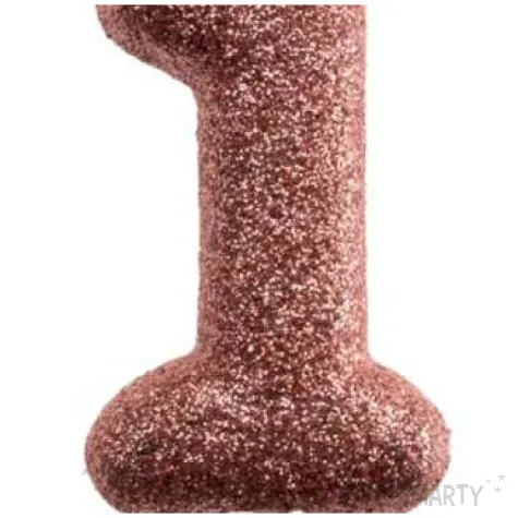 swieczka cyfra 1 glitter dekora rozowe zloto 15 cm