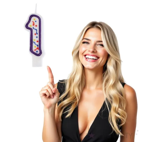 swieczka cyfra 1 imprezka ravi bialo fioletowa 7 5 cm