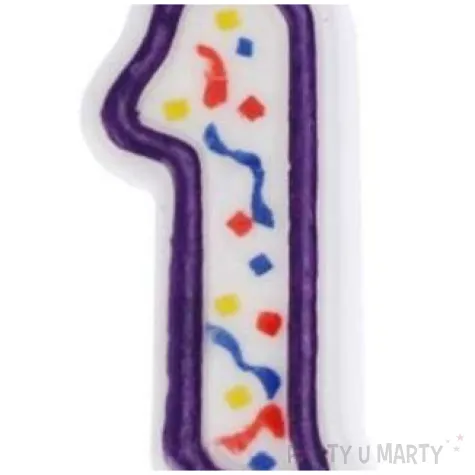 swieczka cyfra 1 imprezka ravi bialo fioletowa 7 5 cm