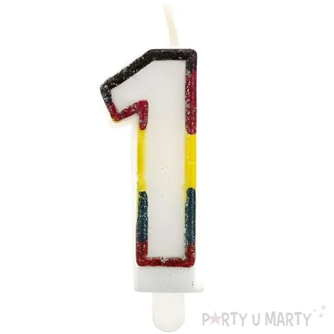 swieczka cyfra 1 z brokatem czerwony godan