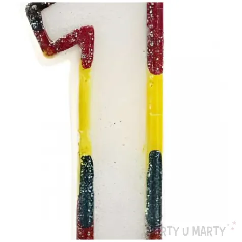 swieczka cyfra 1 z brokatem czerwony godan