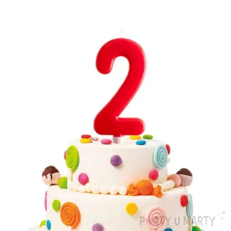 swieczka cyfra 2 giant dekora czerwona 15 cm