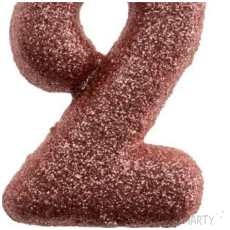 swieczka cyfra 2 glitter dekora rozowe zloto 15 cm