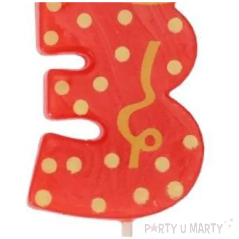 swieczka cyfra 3 broadway ravi czerwona