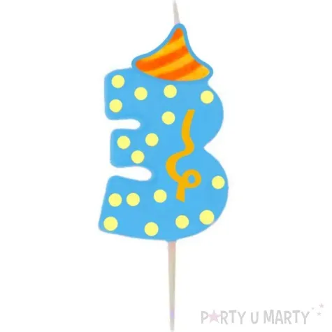 swieczka cyfra 3 broadway ravi niebieska