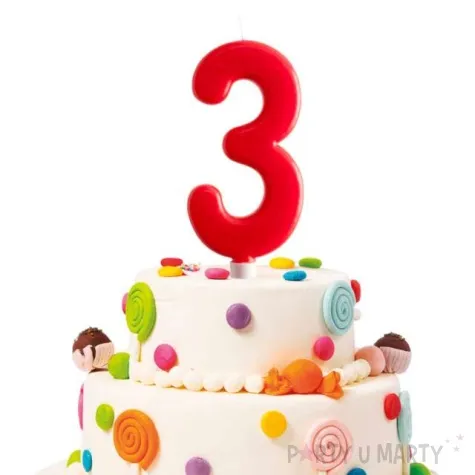 swieczka cyfra 3 giant dekora czerwona 15 cm