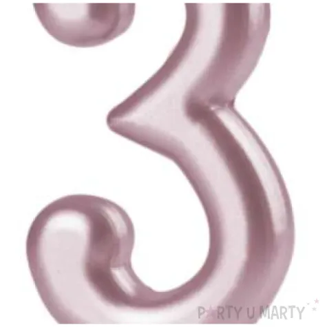 swieczka cyfra 3 partypal rozowe zloto 10 cm