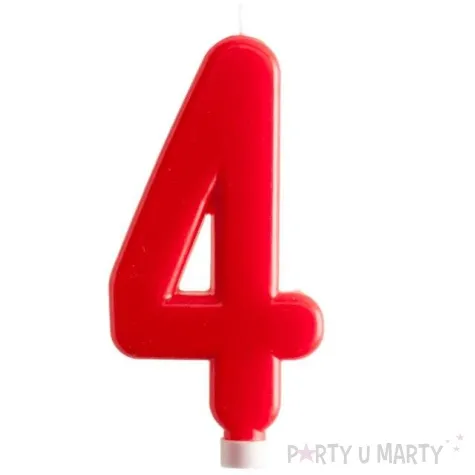 swieczka cyfra 4 giant dekora czerwona 15 cm