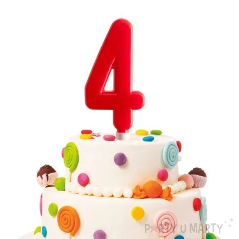 swieczka cyfra 4 giant dekora czerwona 15 cm