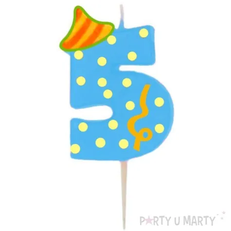 swieczka cyfra 5 broadway ravi niebieska