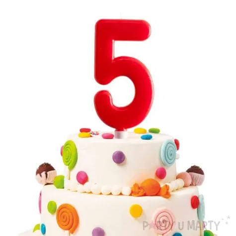 swieczka cyfra 5 giant dekora czerwona 15 cm