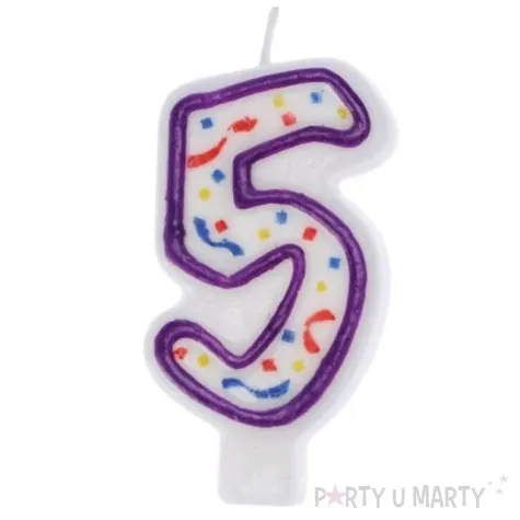 swieczka cyfra 5 imprezka ravi bialo fioletowa 7 5 cm