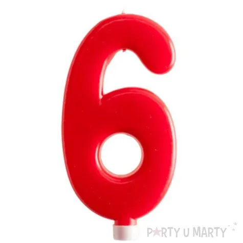 swieczka cyfra 6 giant dekora czerwona 15 cm