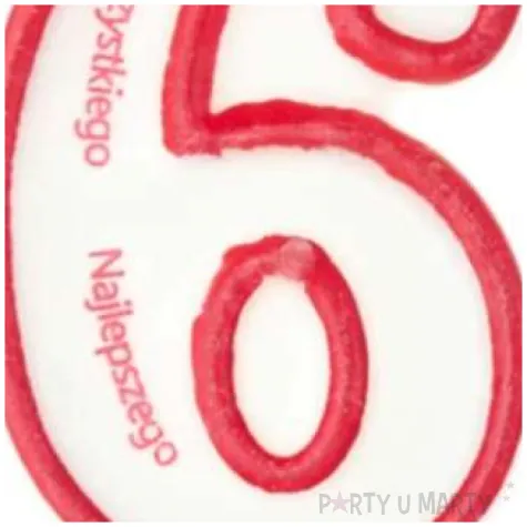 swieczka cyfra 6 wszystkiego najlepszego partypal czerwona 8 cm