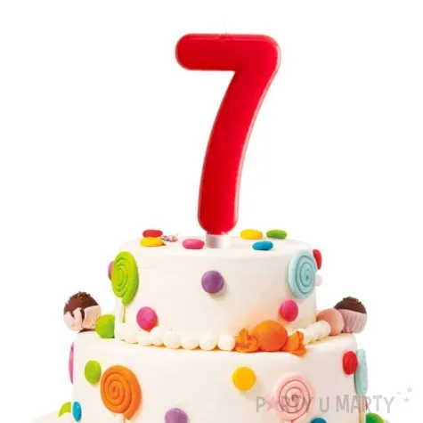 swieczka cyfra 7 giant dekora czerwona 15 cm