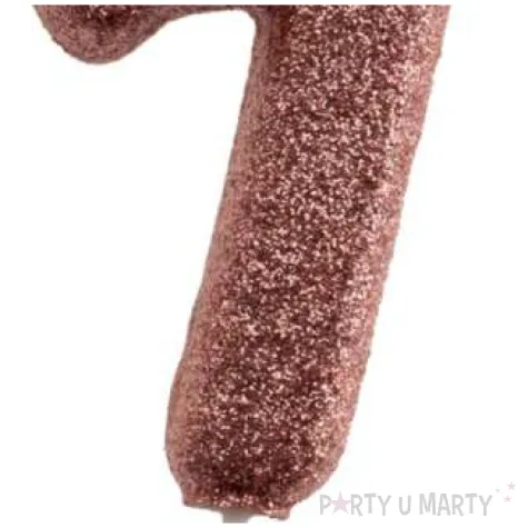 swieczka cyfra 7 glitter dekora rozowe zloto 15 cm