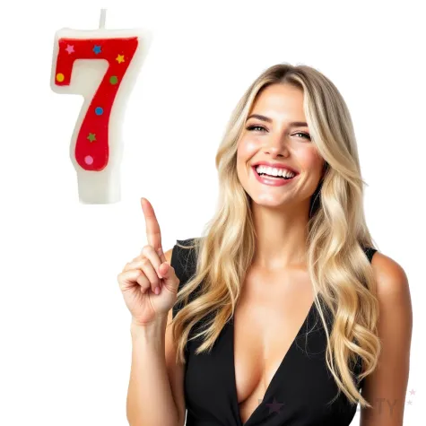 swieczka cyfra 7 w gwiazdki partypal czerwona 8 cm