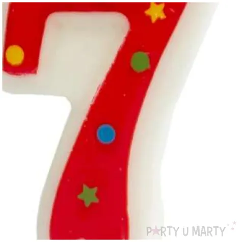 swieczka cyfra 7 w gwiazdki partypal czerwona 8 cm