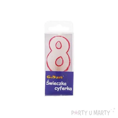 swieczka cyfra 8 brokatowa czerwona godan