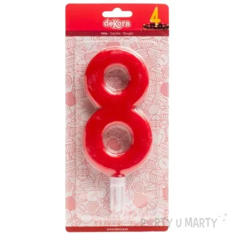 swieczka cyfra 8 giant dekora czerwona 15 cm