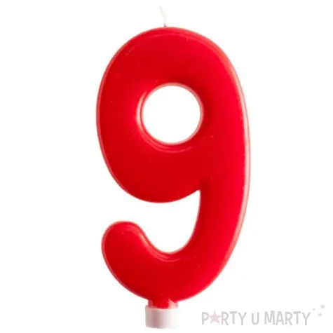 swieczka cyfra 9 giant dekora czerwona 15 cm