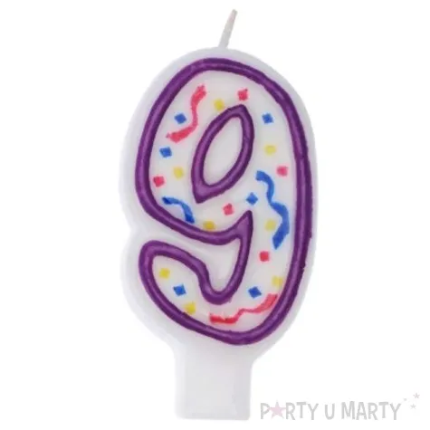 swieczka cyfra 9 imprezka ravi bialo fioletowa 7 5 cm