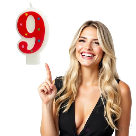 swieczka cyfra 9 w gwiazdki partypal czerwona 8 cm