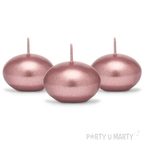 swieczka dysk plywajacy metalik rozowe zloto partydeco 40 mm 50 szt
