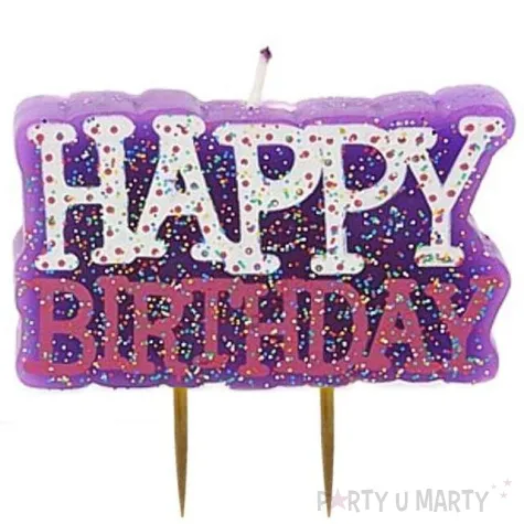 swieczka happy birthday piker fioletowa