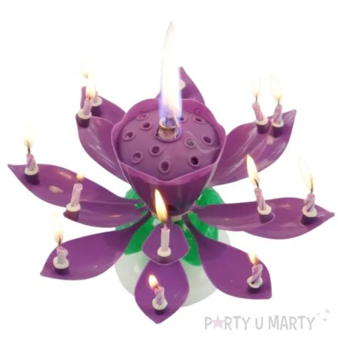 swieczka kwiatek grajacy happy birthday fioletowa tamipol
