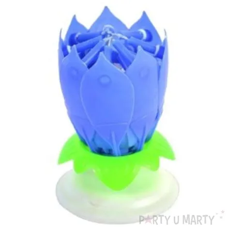 swieczka kwiatek grajacy happy birthday niebieska