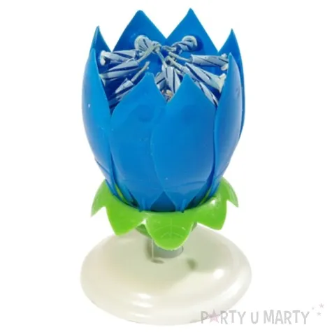 swieczka kwiatek grajacy happy birthday niebieska tamipol