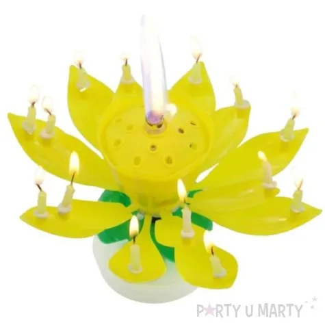 swieczka kwiatek grajacy happy birthday zolta tamipol