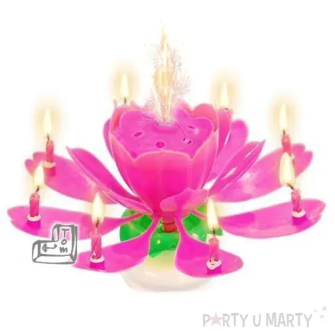 swieczka kwiatek grajacy sto lat rozowa