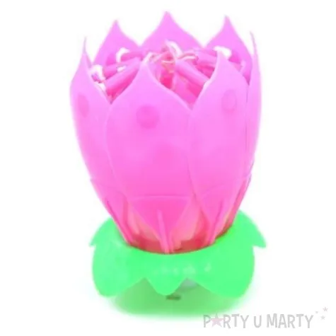 swieczka kwiatek grajacy sto lat rozowa