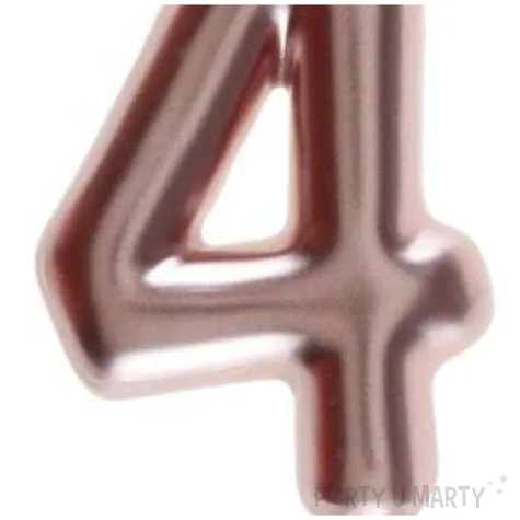 swieczka metaliczna cyfra 4 rozowe zloto santex 9 cm